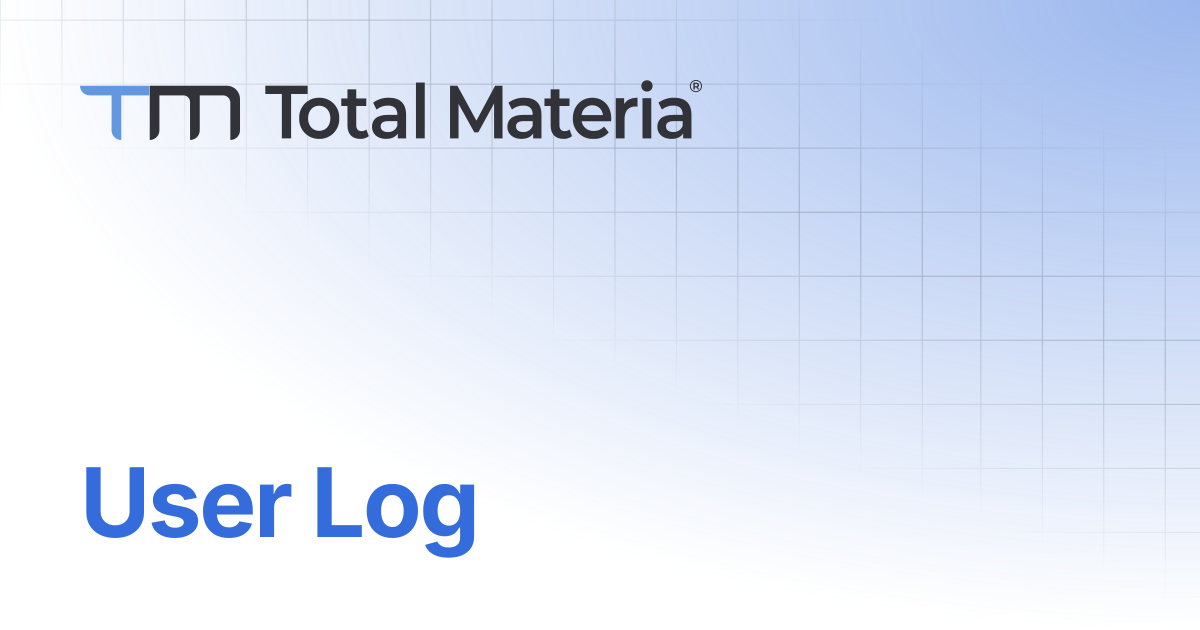 User Log | Integrator | Total Materia Docs